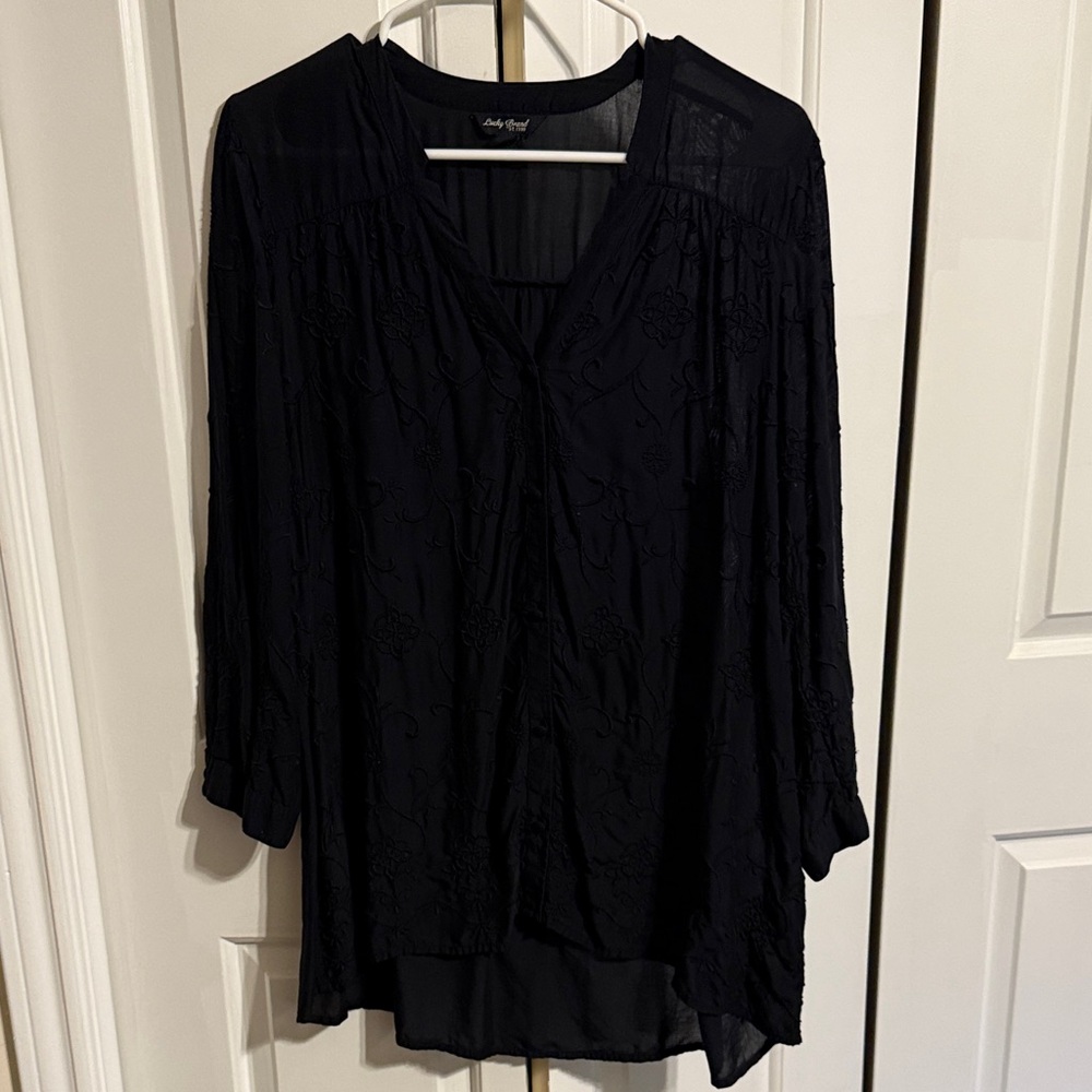 Lucky Brand Black Textured Blouse